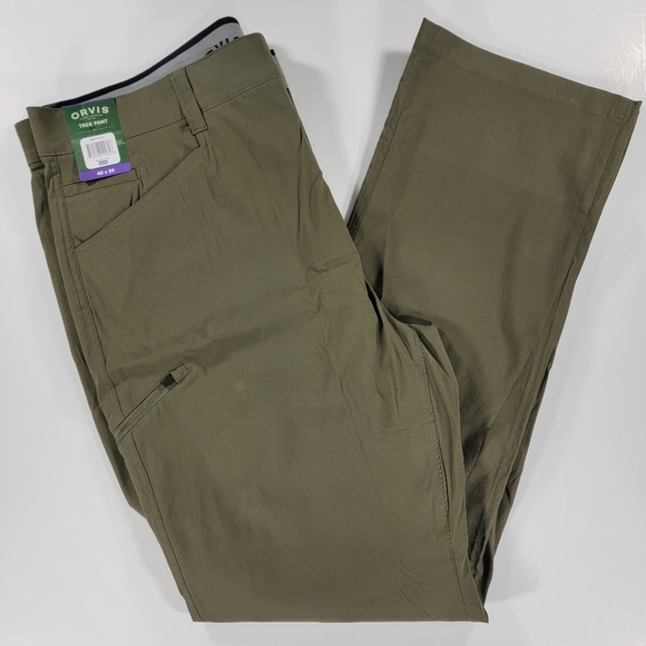NEW Orvis Men's Trek Pant Stretch Water Resistant 40x34 Green Hiking Outdoor NWT - Picture 1 of 14